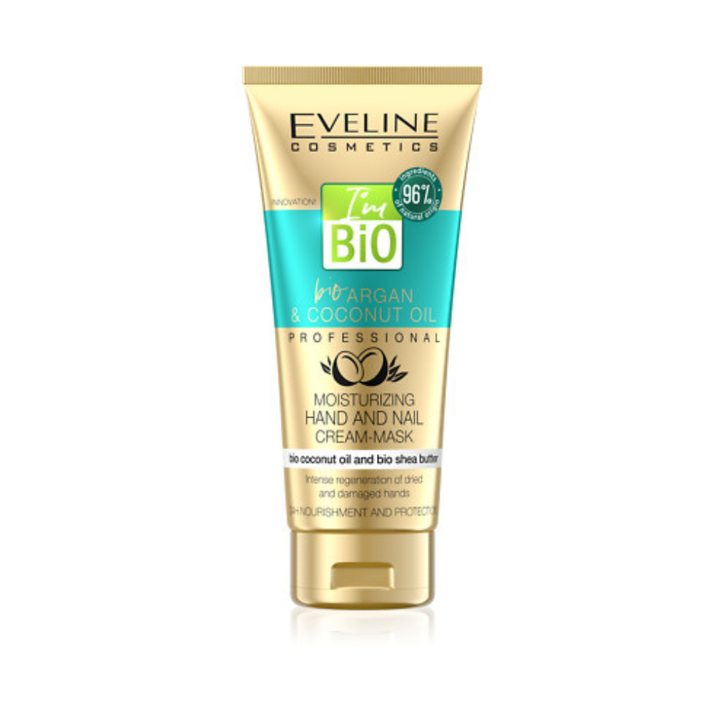 EVELINE BIO Argan & Kokosnussöl Feuchtigkeitsspendende Hand- und Nagelcreme-Maske, 100 ml