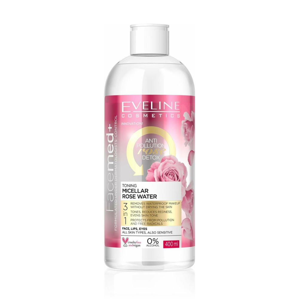 Facemed+ Micellar Rose Water Perfectly Clean Fresh Face Skin 400 ml Eveline