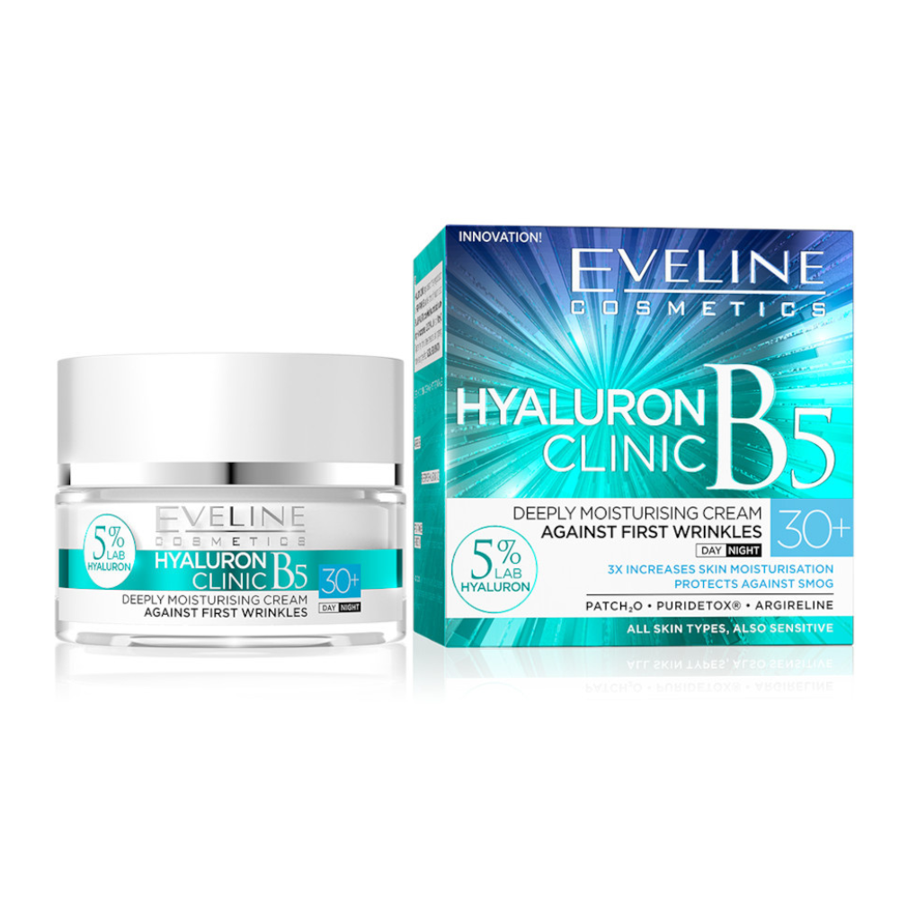 EVELINE HYALURON CLINIC feuchtigkeitsspendende Tages- und Nachtcreme 30+, 50 ml