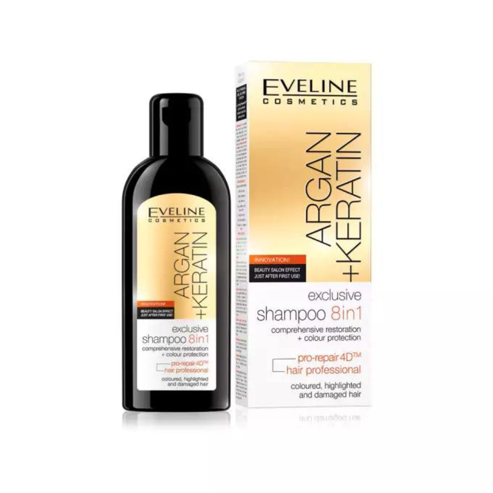 EVELINE Argan + Keratin exklusives Shampoo 8 in 1, 150 ml