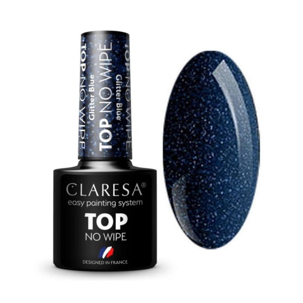 CLARESA Top No Wipe UV/LED Gel - Glitter Blue, 5 ml