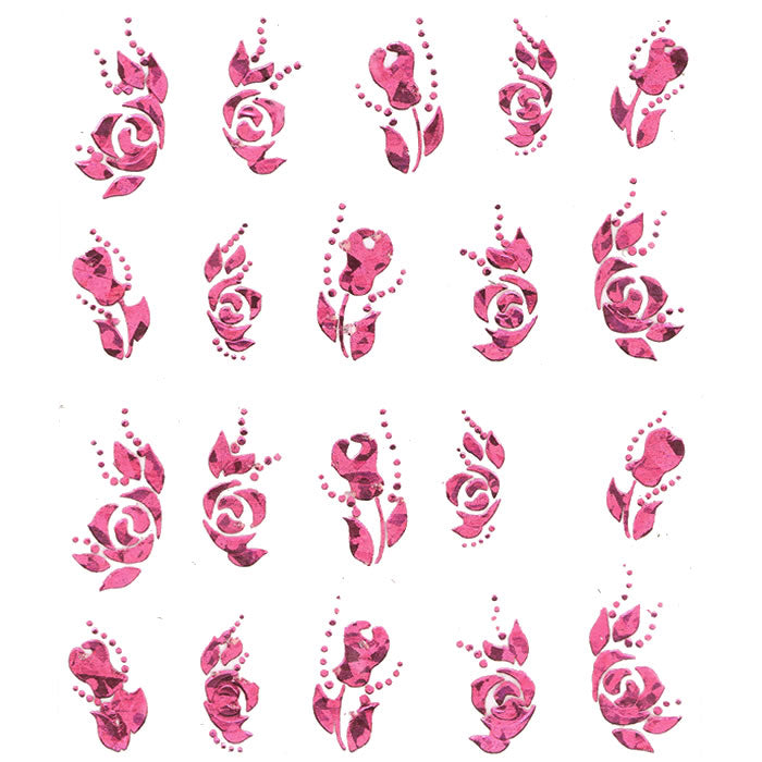 2D Nail Art Water Transfer Sticker Rosa Hologramm 62008