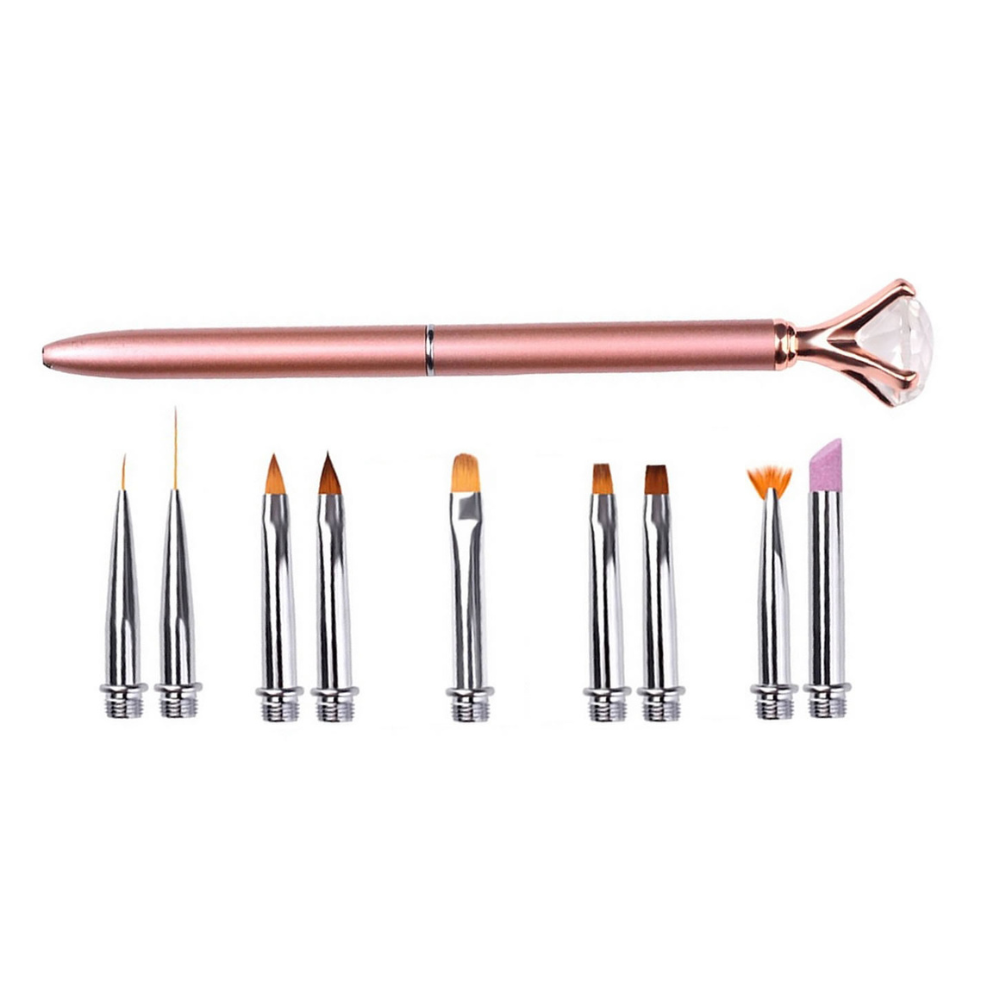 Nail Art Pinsel Set Rosegold, 9 in 1