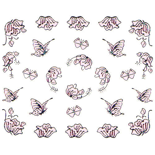 Nail Art Decor Sticker, Rosa-Silber 32204