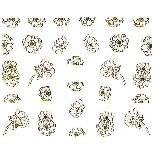 Nail Art Decor Sticker, Weiß-Gold 32222