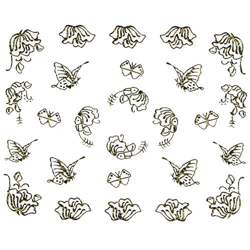 Nail Art Decor Sticker, Weiß-Gold 32223