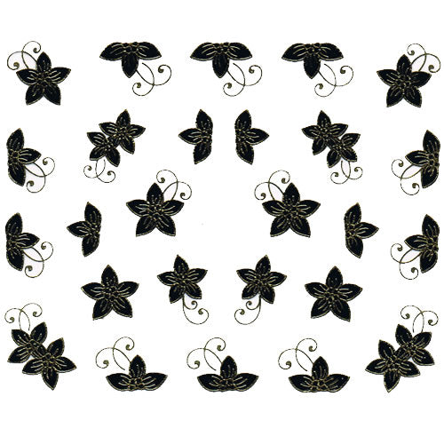 Nail Art Decor Sticker, Schwarz-Gold 32242