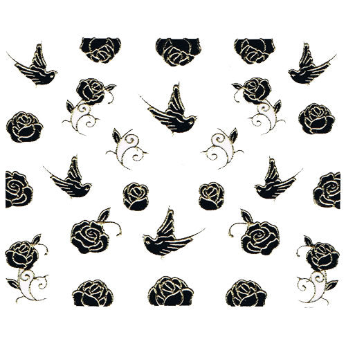 Nail Art Decor Sticker, Schwarz-Gold 32243