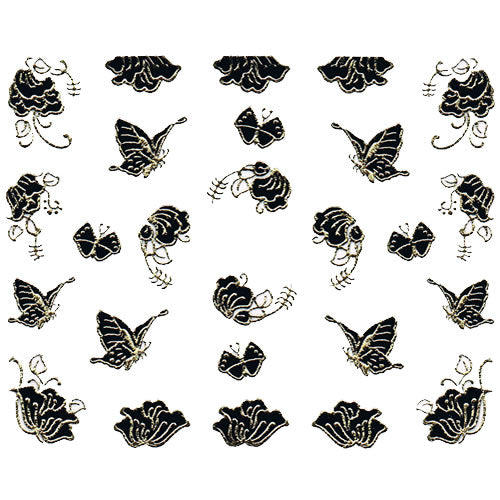 Nail Art Decor Sticker, Schwarz-Gold 32246