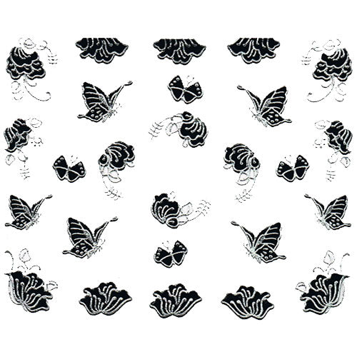 Nail Art Decor Sticker, Schwarz-Silber 32252