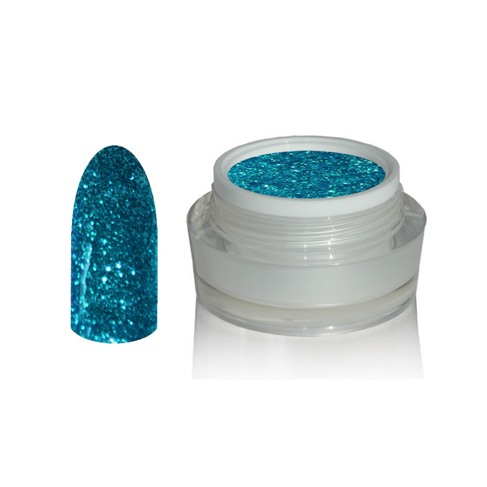 UV Gel - 1003 Glitter Gel Karibikblau, 5 ml