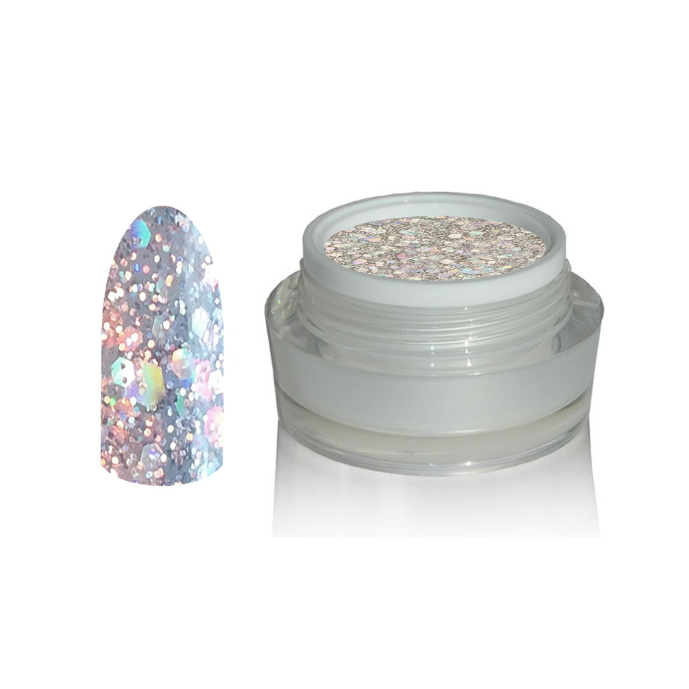 UV Gel - 1007 Mix Glitter Gel Perl Silver, 5 ml